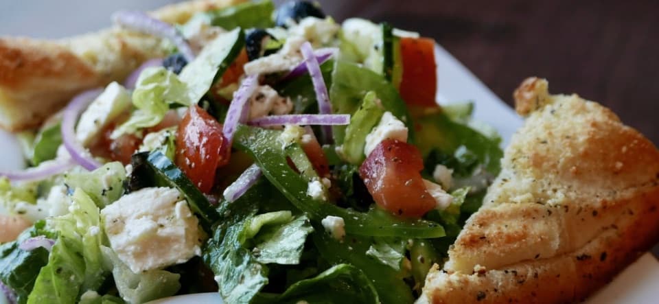 Greek salad with feta and olives